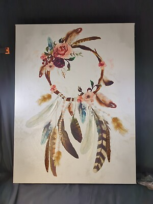 #ad Canvas Wall Art Painting Abstract Real Feathers Headdress Poster Print Picture $25.00