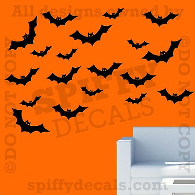 #ad HALLOWEEN BATS SET OF 25 October Quote Vinyl Wall Decal Decor Art Ghouls Witch $17.99