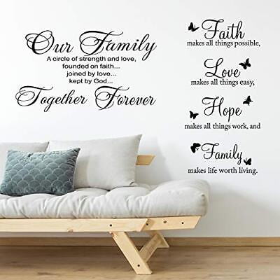#ad #ad 2 Pieces Vinyl Wall Quotes Stickers Faith Hope Love Family Scripture Wall $18.21