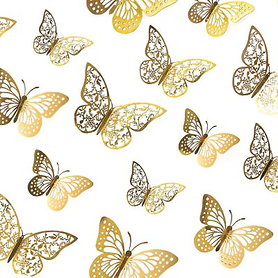 #ad 48 Pcs Butterfly Wall Decor Stickers 3 Sizes Butterfly Decorations 3D Butterfl $8.54