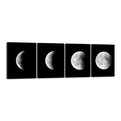 #ad Large Canvas Print Paintings Pic Home Decor Wall Art Abstract Moon Black Framed $46.39