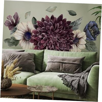 #ad Large Flower Wall Art Decals 3D Boho Fabric Floral Wall 3d Flower and Leaves $40.24