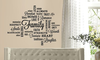 #ad FAMILY WORDS COLLAGE Vinyl Lettering Wall Art Quote Sticky Decals Sticker Decor $18.52
