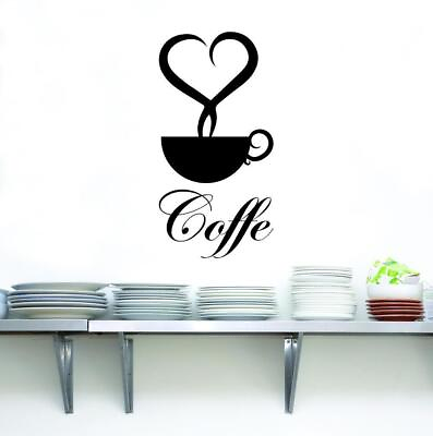 #ad COFFE Kitchen WALL STICKER Decal Art Mural Stencil Silhouette ST254 $18.62