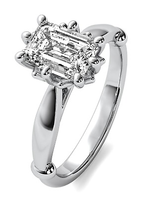 #ad Art Deco Solitaire 1.05Ct VS1 G Emerald Cut Lab Created Diamond Engagement Ring $1250.00