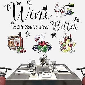#ad Wine Wall Decals for Kitchen Wall Stickers Dining Room Wall Sticker Color 2 $18.68