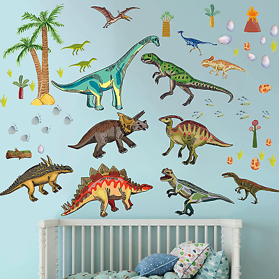 Dinosaur Wall Decals for Boys Room Watercolor Dinosaur Wall Stickers for Kids B $13.04