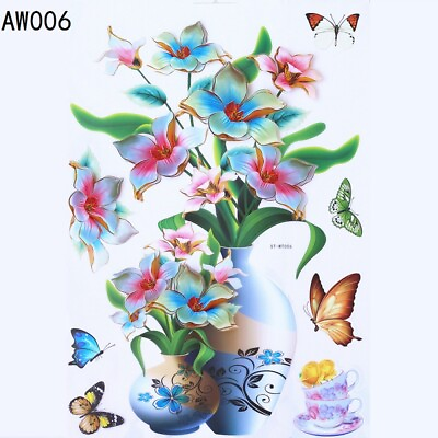 #ad Self Adhesive 3D Floral Wall Sticker Mural Home Kids Room Cabinet Window Decal $10.75