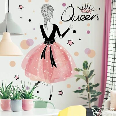 #ad The Queen Pretty Girl Wall Stickers Living Bedroom Kids Decor Art Home Decals $17.99