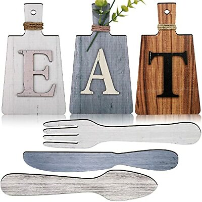 6 Pieces Eat Sign Kitchen Decorations Wall Cutting Board Eat Signs Kitchen De... $22.37
