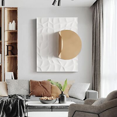 #ad Wall Art for Living Room Metal Wall Decor Large 36quot;amp;#215;24quot; White amp; Gold Rectan $219.68