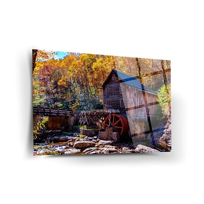 #ad Water Mill Premium Tempered Glass Wall Art Home Decor Wall Decor $99.00
