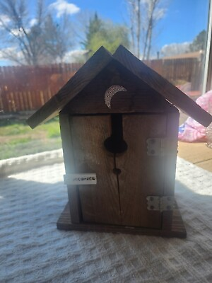 #ad #ad Wood hand made bird house with outhouse decor $12.99