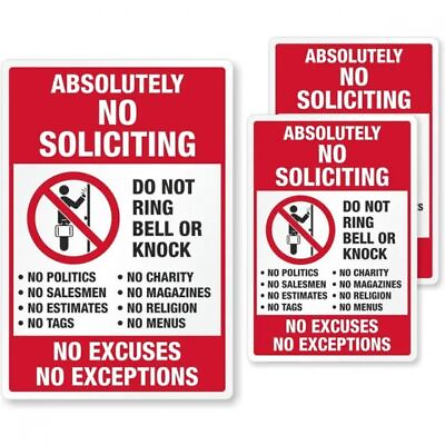 #ad Vinyl Decal Sign Sticker Absolutely No Soliciting Warning for Door Window amp; Wall $2.99