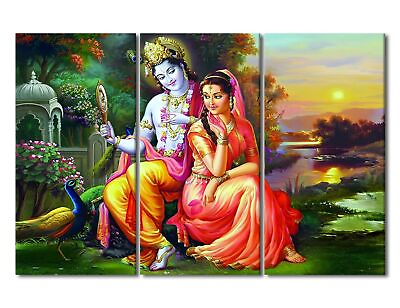 #ad Lord Krishna Canvas Wall Art for Bedroom Indian Hindu Gods Lord Radha Krishna... $114.18