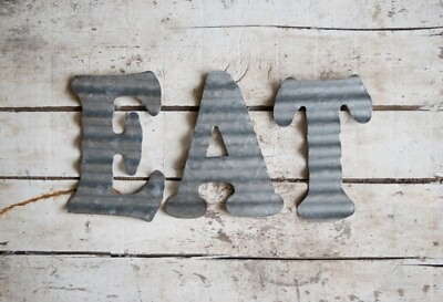 #ad 4” Metal Letters For Wall Decor Corrugated EAT kitchen Farmhouse Country $8.99