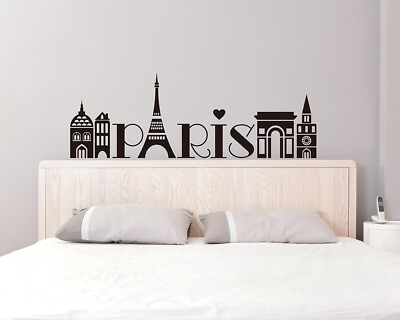 #ad #ad PARIS SILHOUETTE France Wall Decal Words Home Decor Girls Room $13.30
