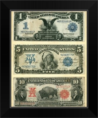 #ad Antique Currency VI Black Framed Wall Art Print Money Home Decor $54.99