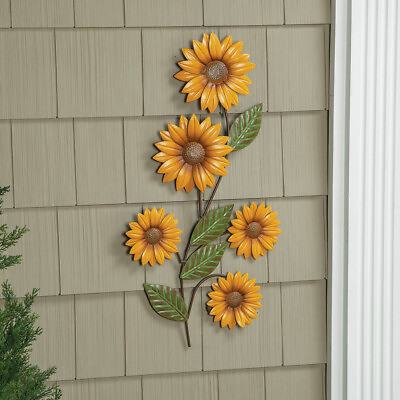 #ad Metal Sunflower Wall Art Sculpture Hanging Fence Patio Garden Home Decor 25quot;H $29.98