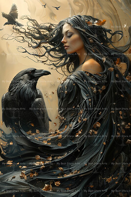#ad #ad MORRIGAN AND RAVEN ART PRINT Witchy Gothic Poster Wall Decor Crow Pagan D291 $7.95