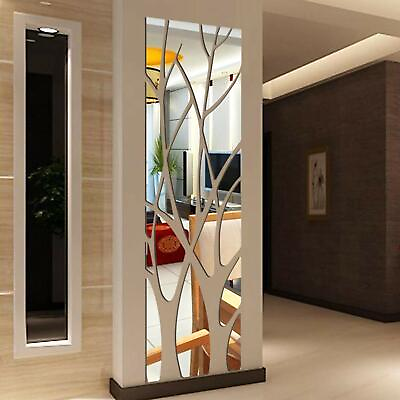 #ad 27 3D Mirror Tree Art Removable Wall Sticker Acrylic Mural Decal Home Room Decor $12.52