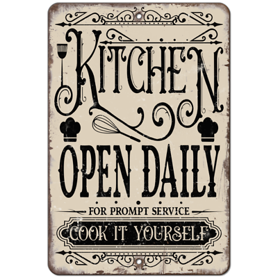 #ad Kitchen Aluminum Metal Sign Funny Old Fashioned Retro Country Family Wall Decor $21.59