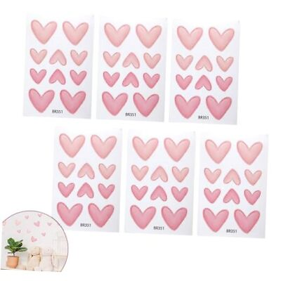 #ad 60 Pcs Pink Heart Wall Stickers Removable DIY Water Proof Eco Friendly Non $15.80