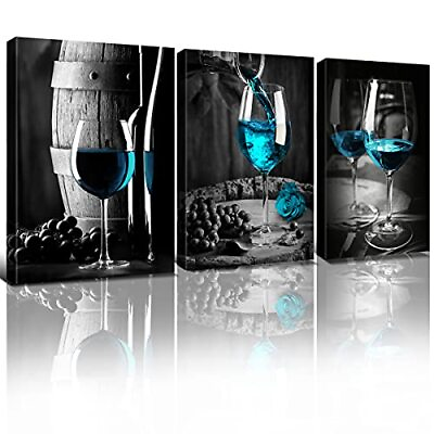 #ad Glass Wall Art for Kitchen Dining Room Turquoise Wine Wall 20x28 Inch Teal Wine $85.14