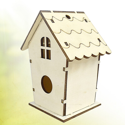 #ad Birds Wood Shack Birdhouse Decor Wooden Bird Nesting Box Birdhouse Ornament $8.84
