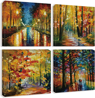 #ad #ad Colorful Landscape Oil Painting Wall Art Canvas Paintings Abstract Texture $55.99