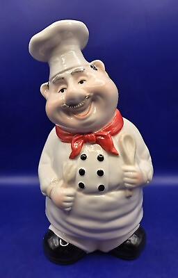 #ad Vintage Italian Chef Chubby Fat Chef Ceramic Utensil Holder 8quot; Kitchen Decor $29.99