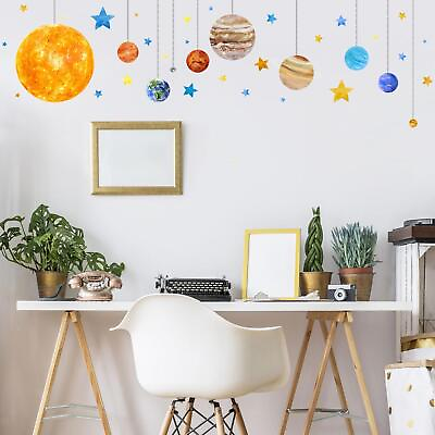#ad #ad Solar System Space Wall Stickers Decoration Teaching Toy For Nursery Party $13.97