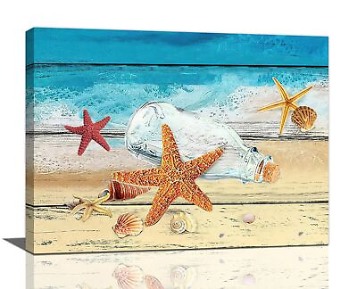 #ad Beach Bathroom Wall Art Coastal Ocean Theme Starfish Bathroom Pictures Wall D... $25.66