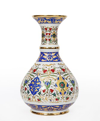 #ad #ad Antique Hand Painted Turkish Porcelain Vases Blue Gold Vintage Home Decor 6 inch $79.90