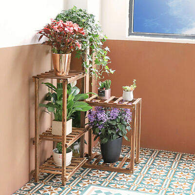 #ad Wooden Plant Stand Corner Flower Pots Shelf Fr Home Display Decor Indoor Outdoor $35.91