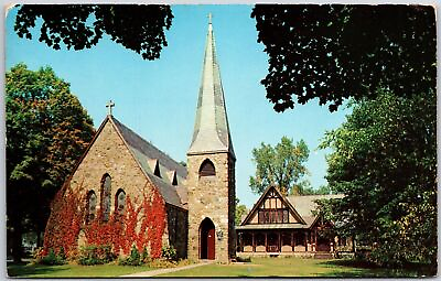 #ad 1961 St. James Episcopal Church and Parish Home Lake George NY Posted Postcard $8.08