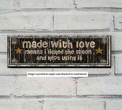 #ad #ad Rustic Kitchen Sign MADE WITH LOVE Farmhouse Home decor funny 8x3x1 8quot; $12.50