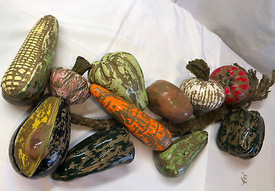 #ad Art Pottery Harvest Garden Vegetables Kitchen Decor Stoneware Set Of 11 Pcs. PO $33.99