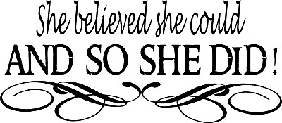 #ad She Believed 11 x 22 Motivational Vinyl Wall Decals by Scripture Wall Art $11.19