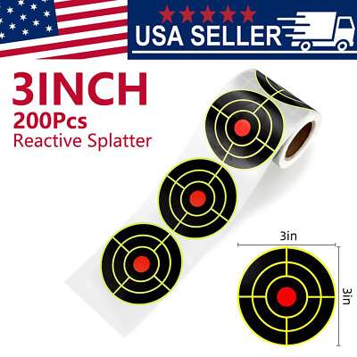 #ad 3quot; 200pcs 1Roll Self Adhesive Paper Reactive Splatter Target Shooting Stickers $8.17