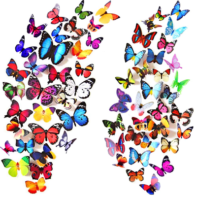 #ad 80 PCS 3D Butterfly Wall Decor 4 Styles Butterfly Wall Decals Removable Mural S $14.69