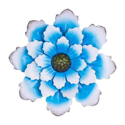 #ad Rustic Wall Decor Blue Metal FLower Wall Art Hanging Wall Sculptures for Indo... $24.04