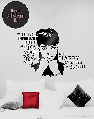 #ad Audrey Hepburn wall decor stickers quotes happiness wall decal free shipping $39.00