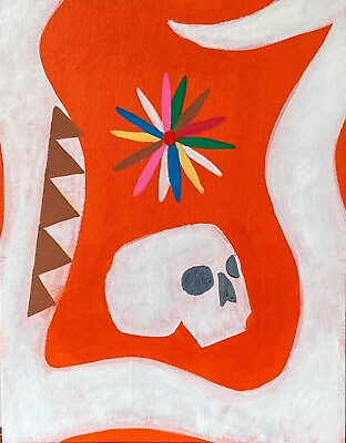 Day Of The Dead Mexico Skull Modern Color Abstract Contemporary painting Art $600.00