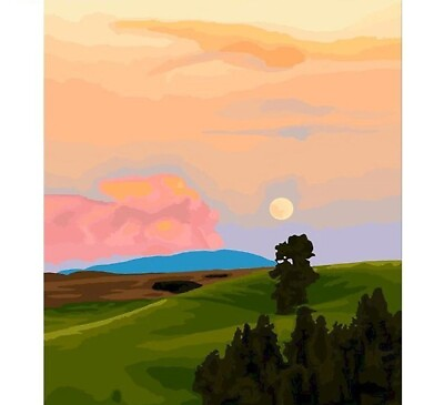 #ad Painting By Numbers Landscape Sunset Design Canvas House Display DIY Decorations $89.24