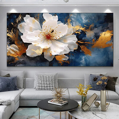 #ad Abstract White Floral Canvas Art Painting Print Wall Decor Canvas Poster $19.94
