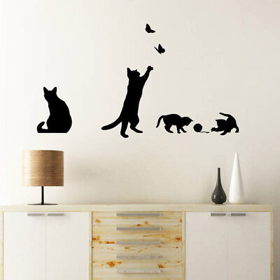 #ad Cat Catching Design Wall Sticker DIY Removable Waterproof Art Decals Mural $11.75