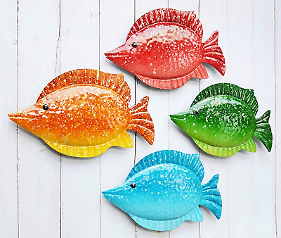 #ad Shabbydecor Coastal Ocean Sea Metal Fish Hanging Wall Art Decor for Living $22.98