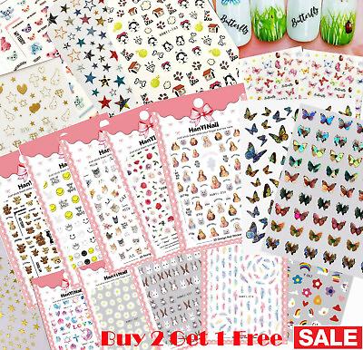#ad #ad Nail Stickers Art Decal DIY Design Waterproof 3D Butterfly Heart Letters Gold US $2.99