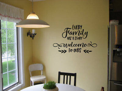 #ad EVERY FAMILY HAS A STORY WELCOME TO OURS VINYL WALL ART DECAL STICKER LETTERING $11.79